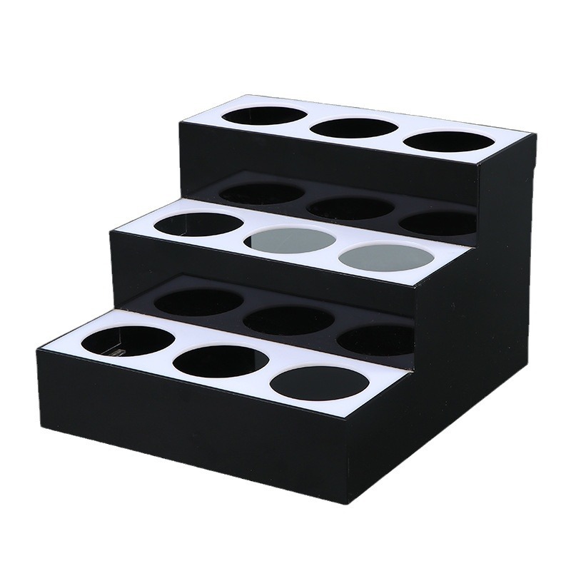 三層階梯式黑色亞克力酒水展示架定制